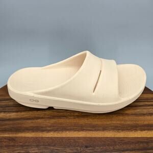 Oofos Ooahh Sandals Women's 10 Cream Slip On Comfort Sport Recovery Slides Shoes